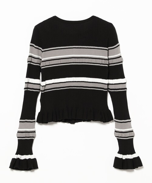 Ray BEAMS（レイビームス）の「リブ マルチボーダー カーディガン（ニット/セーター・レディース・ブラック/ダークブラウン・ONE SIZE）」の16枚目の写真