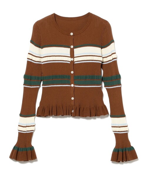 Ray BEAMS（レイビームス）の「リブ マルチボーダー カーディガン（ニット/セーター・レディース・ブラック/ダークブラウン・ONE SIZE）」の18枚目の写真