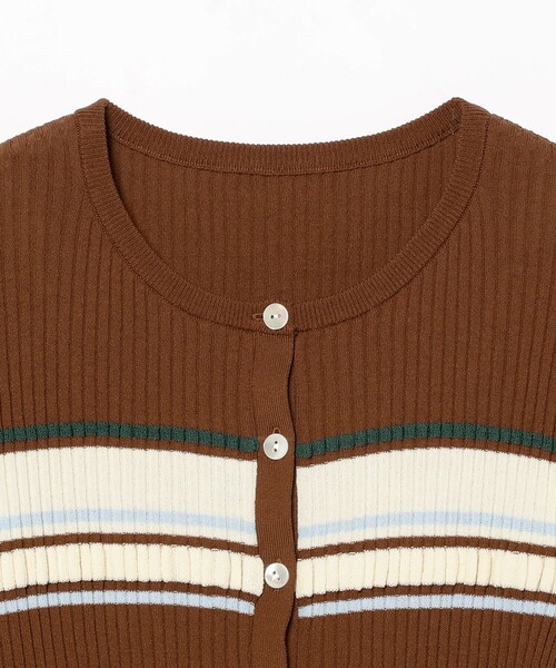 Ray BEAMS（レイビームス）の「リブ マルチボーダー カーディガン（ニット/セーター・レディース・ブラック/ダークブラウン・ONE SIZE）」の8枚目の写真