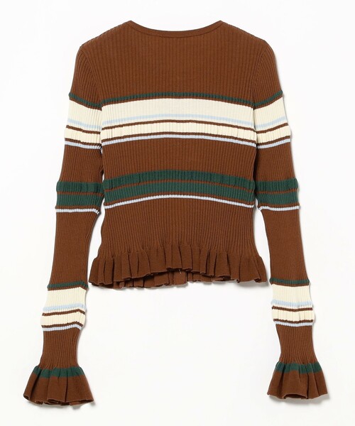 Ray BEAMS（レイビームス）の「リブ マルチボーダー カーディガン（ニット/セーター・レディース・ブラック/ダークブラウン・ONE SIZE）」の10枚目の写真