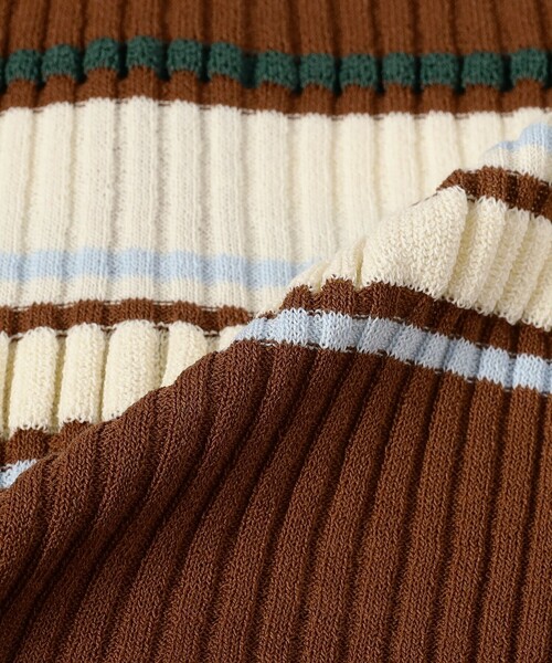 Ray BEAMS（レイビームス）の「リブ マルチボーダー カーディガン（ニット/セーター・レディース・ブラック/ダークブラウン・ONE SIZE）」の11枚目の写真