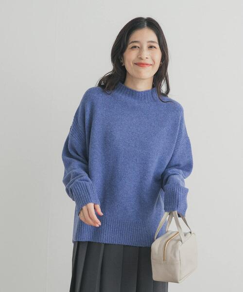 セール】ハイネックサイドスリットニット｜冬服/暖かい/軽量/体型