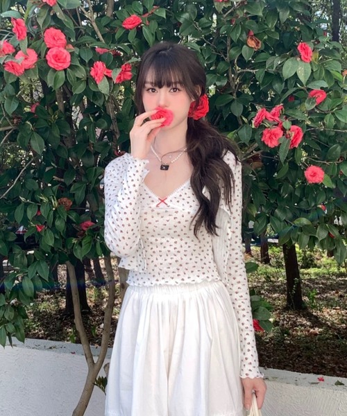 ViViDAY(ビビデー)の「【2点セット】フロントリボン&レース 花柄キャミソール+花柄カーディガン(Tシャツ/カットソー・レディース・ホワイト・M)」の12枚目の写真