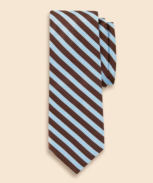 BROOKS BROTHERS(ブルックスブラザーズ)の「シルクサテン ミニBB#1ストライプタイ(ネクタイ・メンズ・ブラウン/レッド・ONE SIZE)」の2枚目の写真