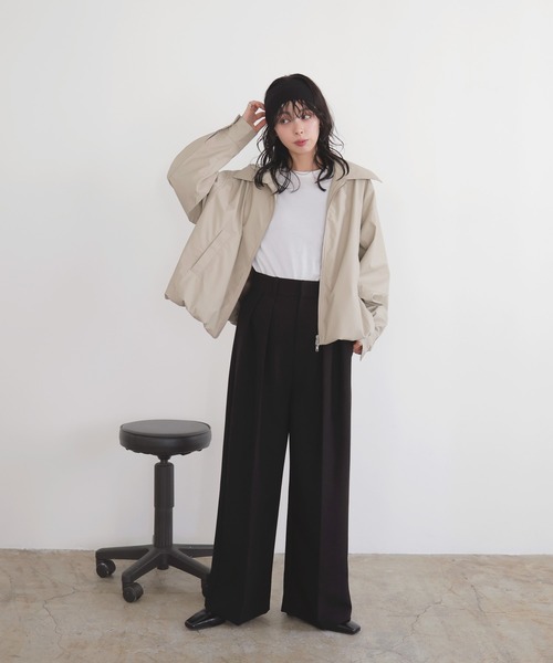 LIAN（リアン）の「フェイクレザーバルーンジャケット（ブルゾン・レディース・ホワイト系その他/イエロー/ブルー/ブラック・FREE）」の6枚目の写真