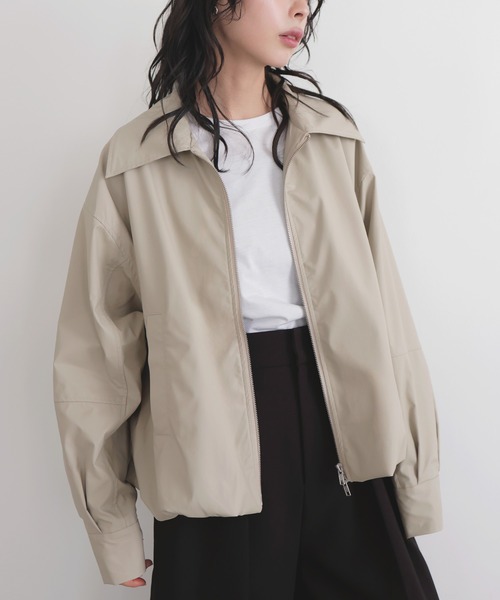 LIAN（リアン）の「フェイクレザーバルーンジャケット（ブルゾン・レディース・ホワイト系その他/イエロー/ブルー/ブラック・FREE）」の7枚目の写真