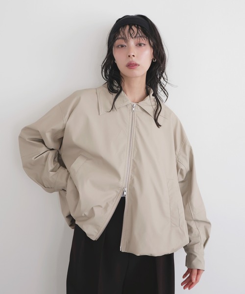 LIAN（リアン）の「フェイクレザーバルーンジャケット（ブルゾン・レディース・ホワイト系その他/イエロー/ブルー/ブラック・FREE）」の8枚目の写真