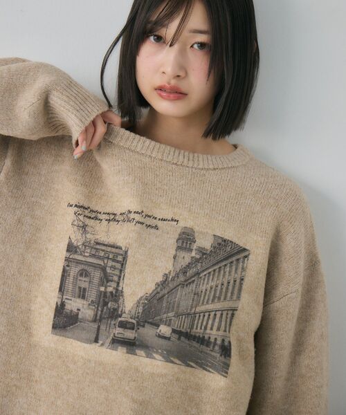 RETRO GIRL(レトロガール)の「アソートモチーフ起毛ニット(ニット/セーター・レディース・ベージュ/ライトグレー/グリーン/ナチュラル・FREE)」の1枚目の写真