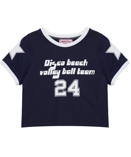 HIGH SCHOOL DISCO(ハイスクールディスコ)の「ディスコビーチバレーボールチームクロップTシャツ_ネイビー(Tシャツ/カットソー・レディース・その他・FREE)」の1枚目の写真