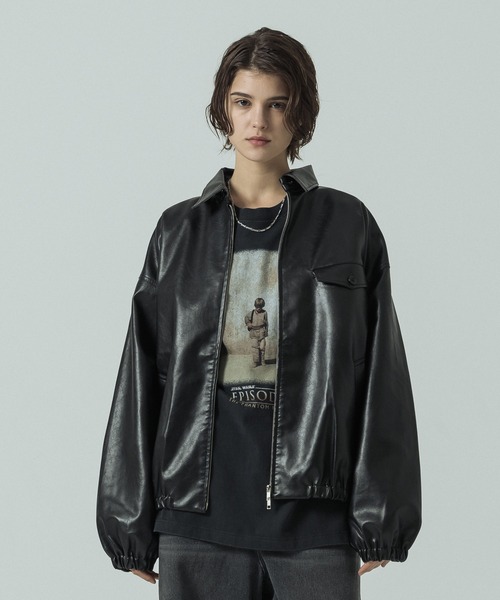 セール】【SLICK/スリック】Synthetic Leather Zip Short Jacket