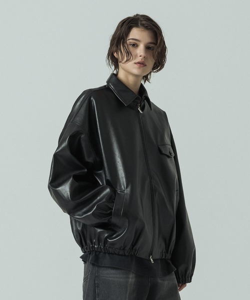SLICK(スリック)の「【SLICK/スリック】Synthetic Leather Zip Short Jacket/シンセティックレザーショートブルゾン(ブルゾン・メンズ・ブラウン/ブラック・2/1/3)」の3枚目の写真