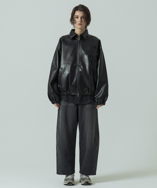 SLICK(スリック)の「【SLICK/スリック】Synthetic Leather Zip Short Jacket/シンセティックレザーショートブルゾン(ブルゾン・メンズ・ブラウン/ブラック・2/1/3)」の5枚目の写真