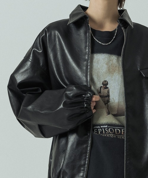 SLICK(スリック)の「【SLICK/スリック】Synthetic Leather Zip Short Jacket/シンセティックレザーショートブルゾン(ブルゾン・メンズ・ブラウン/ブラック・2/1/3)」の8枚目の写真