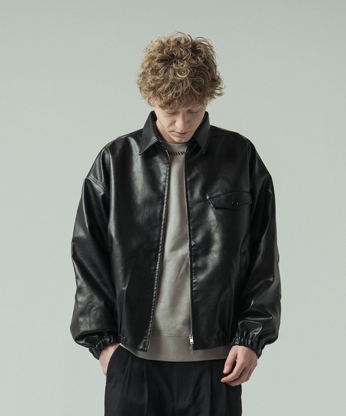 SLICK(スリック)の「【SLICK/スリック】Synthetic Leather Zip Short Jacket/シンセティックレザーショートブルゾン(ブルゾン・メンズ・ブラウン/ブラック・2/1/3)」の9枚目の写真