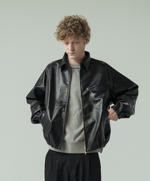 SLICK(スリック)の「【SLICK/スリック】Synthetic Leather Zip Short Jacket/シンセティックレザーショートブルゾン(ブルゾン・メンズ・ブラウン/ブラック・2/1/3)」の10枚目の写真