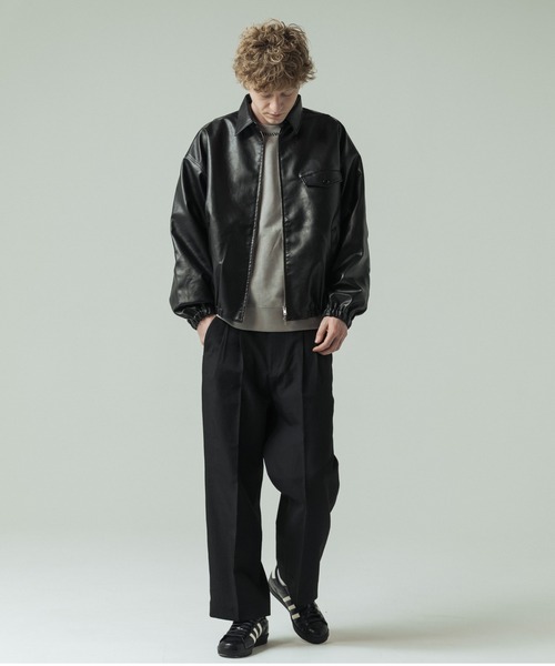 SLICK(スリック)の「【SLICK/スリック】Synthetic Leather Zip Short Jacket/シンセティックレザーショートブルゾン(ブルゾン・メンズ・ブラウン/ブラック・2/1/3)」の13枚目の写真