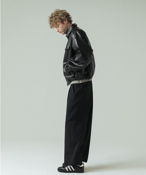 SLICK(スリック)の「【SLICK/スリック】Synthetic Leather Zip Short Jacket/シンセティックレザーショートブルゾン(ブルゾン・メンズ・ブラウン/ブラック・2/1/3)」の14枚目の写真