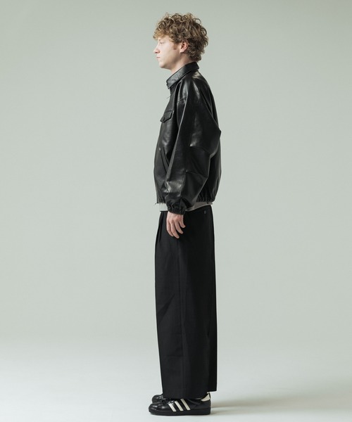 SLICK(スリック)の「【SLICK/スリック】Synthetic Leather Zip Short Jacket/シンセティックレザーショートブルゾン(ブルゾン・メンズ・ブラウン/ブラック・2/1/3)」の18枚目の写真