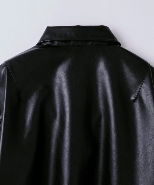 SLICK(スリック)の「【SLICK/スリック】Synthetic Leather Zip Short Jacket/シンセティックレザーショートブルゾン(ブルゾン・メンズ・ブラウン/ブラック・2/1/3)」の22枚目の写真