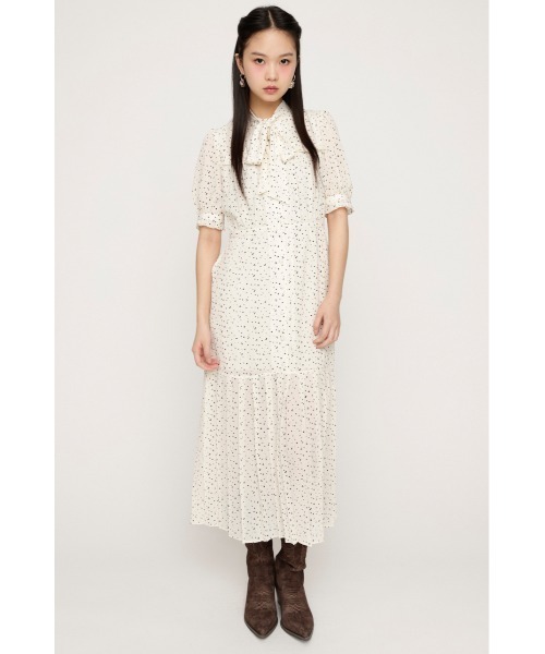 SLY(スライ)の「【2026SS新作】TINY DOTS TIE PLEATS L/OP タイニードットタイプリーツロングワンピース 夏服 春服(ワンピース・レディース・ホワイト系その他2/ブラック系その他2・FREE)」の2枚目の写真