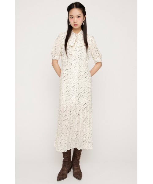 SLY(スライ)の「【2026SS新作】TINY DOTS TIE PLEATS L/OP タイニードットタイプリーツロングワンピース 夏服 春服(ワンピース・レディース・ホワイト系その他2/ブラック系その他2・FREE)」の10枚目の写真