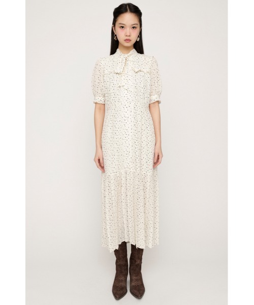 SLY(スライ)の「【2026SS新作】TINY DOTS TIE PLEATS L/OP タイニードットタイプリーツロングワンピース 夏服 春服(ワンピース・レディース・ホワイト系その他2/ブラック系その他2・FREE)」の9枚目の写真