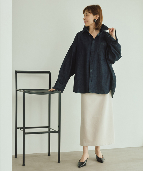 VERMEIL par iena(ヴェルメイユパーイエナ)の「Minimal I Line スカート(スカート・レディース・アイボリー/ブラック・36/38)」の6枚目の写真