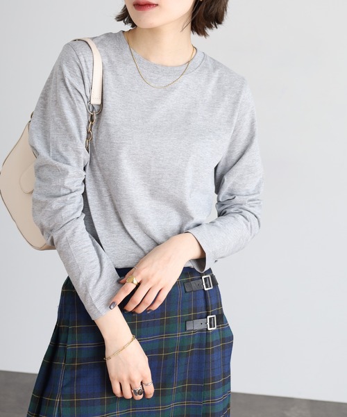 FUNALIVE(ファンアライブ)の「無地コットン天竺長袖Tシャツ(Tシャツ/カットソー・レディース・ブラック/オフホワイト/杢グレー/ライトカーキ/ライトブルー・M/LL/L)」の20枚目の写真