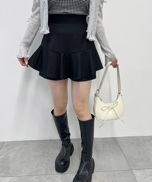 PHILLY(フィリー)の「切替チェックフレアスカートパンツ(その他パンツ・レディース・ブラック/ベージュ・FREE)」の3枚目の写真