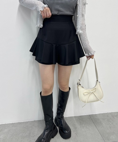PHILLY(フィリー)の「切替チェックフレアスカートパンツ(その他パンツ・レディース・ブラック/ベージュ・FREE)」の4枚目の写真
