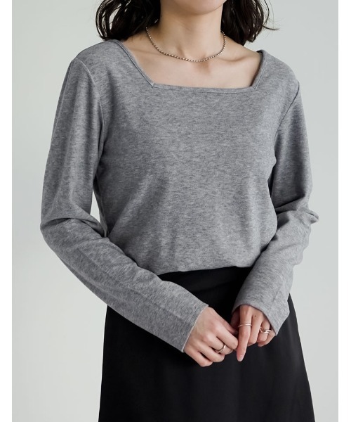 Re:EDIT(リエディ)の「前後2WAY起毛フラッフィーカットソー長袖トップス(Tシャツ/カットソー・レディース・グレー/ピンク/ライトグレー/ブラック・MEDIUM)」の3枚目の写真