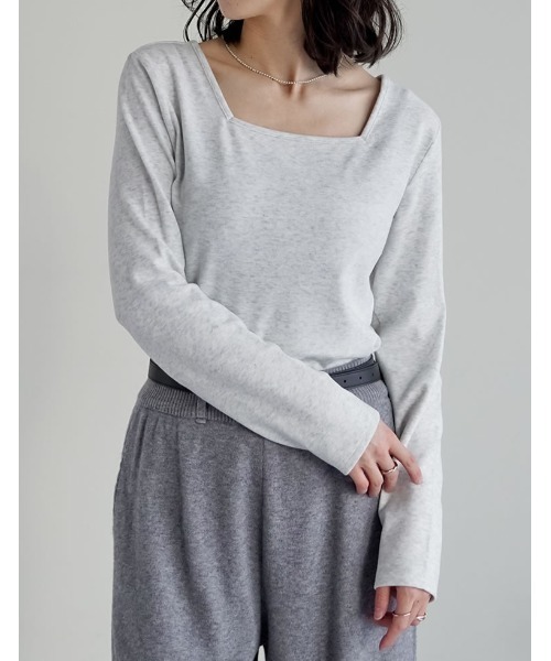 Re:EDIT(リエディ)の「前後2WAY起毛フラッフィーカットソー長袖トップス(Tシャツ/カットソー・レディース・グレー/ピンク/ライトグレー/ブラック・MEDIUM)」の2枚目の写真