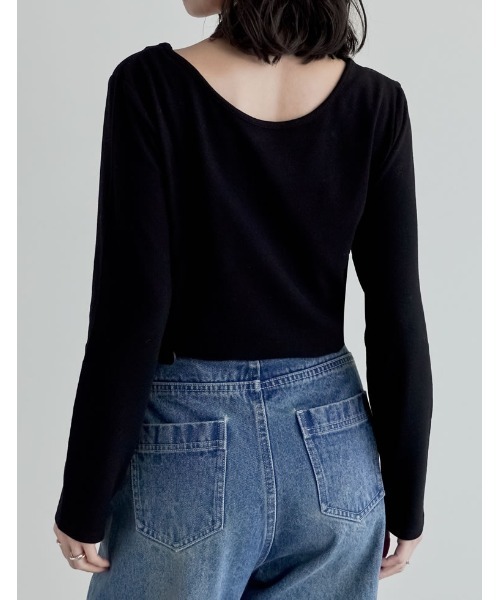Re:EDIT(リエディ)の「前後2WAY起毛フラッフィーカットソー長袖トップス(Tシャツ/カットソー・レディース・グレー/ピンク/ライトグレー/ブラック・MEDIUM)」の7枚目の写真