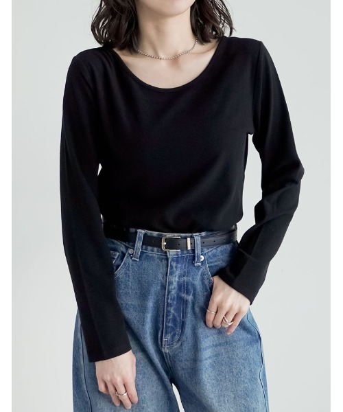Re:EDIT(リエディ)の「前後2WAY起毛フラッフィーカットソー長袖トップス(Tシャツ/カットソー・レディース・グレー/ピンク/ライトグレー/ブラック・MEDIUM)」の8枚目の写真