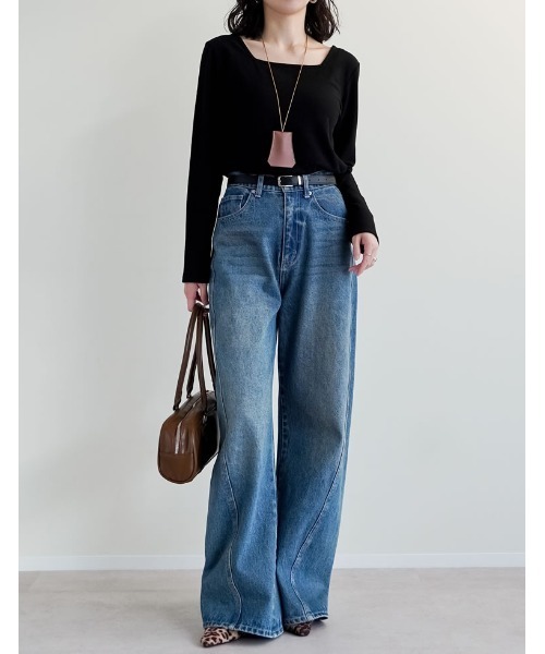Re:EDIT(リエディ)の「前後2WAY起毛フラッフィーカットソー長袖トップス(Tシャツ/カットソー・レディース・グレー/ピンク/ライトグレー/ブラック・MEDIUM)」の5枚目の写真