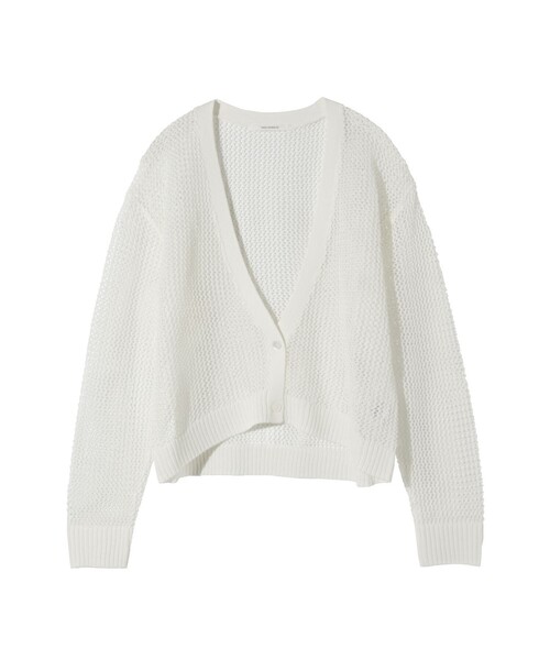 MIDIUMISOLID(ミディウミソリッド)の「MIDIUMISOLID for Ladies メッシュショートカーディガン(カーディガン/ボレロ・レディース・ネイビー/オフホワイト/ピンク・FREE)」の1枚目の写真