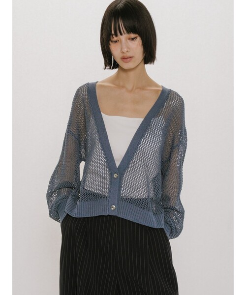 MIDIUMISOLID(ミディウミソリッド)の「MIDIUMISOLID for Ladies メッシュショートカーディガン(カーディガン/ボレロ・レディース・ネイビー/オフホワイト/ピンク・FREE)」の8枚目の写真