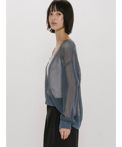 MIDIUMISOLID(ミディウミソリッド)の「MIDIUMISOLID for Ladies メッシュショートカーディガン(カーディガン/ボレロ・レディース・ネイビー/オフホワイト/ピンク・FREE)」の9枚目の写真