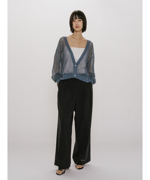 MIDIUMISOLID(ミディウミソリッド)の「MIDIUMISOLID for Ladies メッシュショートカーディガン(カーディガン/ボレロ・レディース・ネイビー/オフホワイト/ピンク・FREE)」の11枚目の写真