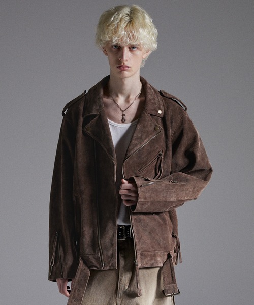 GRANCY（グランシー）の「【GRANCY】Distressed Suede Rider's Jacket / ディストレストスウェードライダースジャケット（ライダースジャケット・メンズ・ブラウン・S/M/L）」の6枚目の写真
