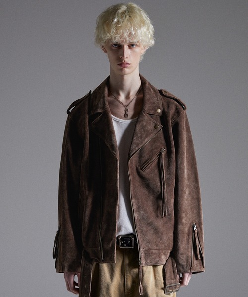 GRANCY（グランシー）の「【GRANCY】Distressed Suede Rider's Jacket / ディストレストスウェードライダースジャケット（ライダースジャケット・メンズ・ブラウン・S/M/L）」の14枚目の写真