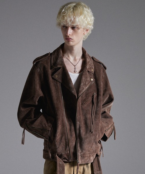 GRANCY（グランシー）の「【GRANCY】Distressed Suede Rider's Jacket / ディストレストスウェードライダースジャケット（ライダースジャケット・メンズ・ブラウン・S/M/L）」の15枚目の写真