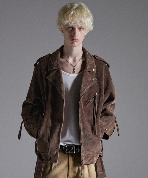 GRANCY（グランシー）の「【GRANCY】Distressed Suede Rider's Jacket / ディストレストスウェードライダースジャケット（ライダースジャケット・メンズ・ブラウン・S/M/L）」の16枚目の写真