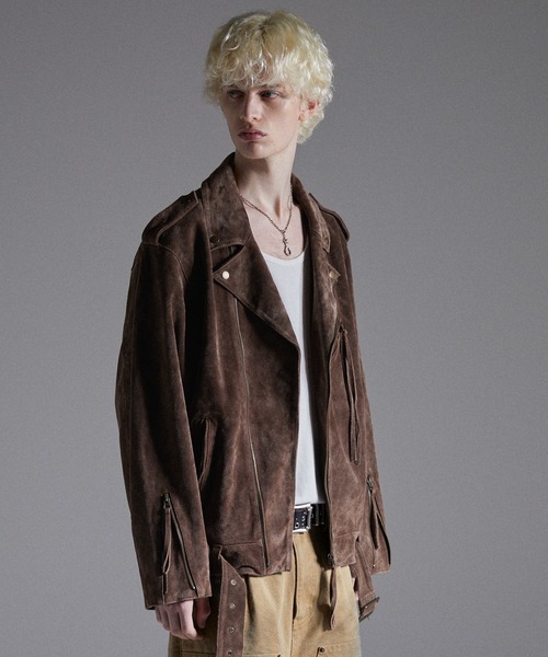 GRANCY（グランシー）の「【GRANCY】Distressed Suede Rider's Jacket / ディストレストスウェードライダースジャケット（ライダースジャケット・メンズ・ブラウン・S/M/L）」の17枚目の写真
