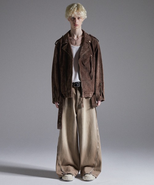 GRANCY（グランシー）の「【GRANCY】Distressed Suede Rider's Jacket / ディストレストスウェードライダースジャケット（ライダースジャケット・メンズ・ブラウン・S/M/L）」の18枚目の写真