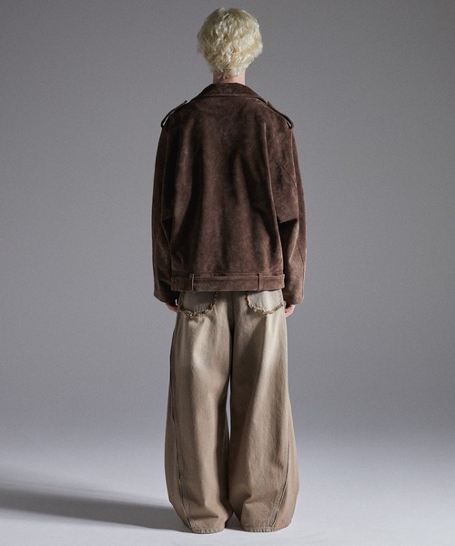 GRANCY（グランシー）の「【GRANCY】Distressed Suede Rider's Jacket / ディストレストスウェードライダースジャケット（ライダースジャケット・メンズ・ブラウン・S/M/L）」の21枚目の写真