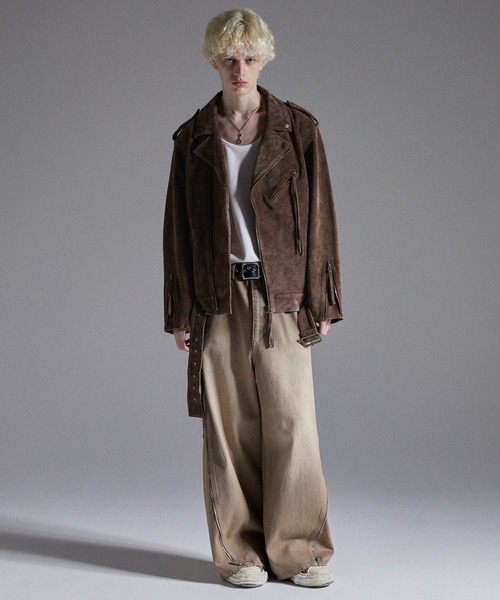 GRANCY（グランシー）の「【GRANCY】Distressed Suede Rider's Jacket / ディストレストスウェードライダースジャケット（ライダースジャケット・メンズ・ブラウン・S/M/L）」の22枚目の写真