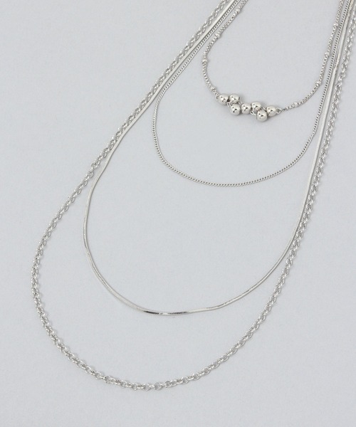 JEANASIS(ジーナシス)の「4レンMIXチェーンネックレス/638319(ネックレス・レディース・ゴールド系その他/シルバー・FREE)」の1枚目の写真