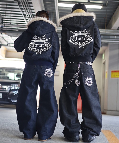 ATMARK(アットマーク)の「《2サイズ展開 / UNISEX 》ATMARK トライバルクラウン ファイヤーマンジャケット リジッド デニム(デニムジャケット・レディース・ブラック系その他/ブルー系その他・MEDIUM/LARGE)」の3枚目の写真