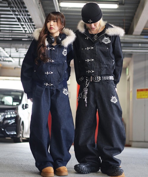 ATMARK(アットマーク)の「《2サイズ展開 / UNISEX 》ATMARK トライバルクラウン ファイヤーマンジャケット リジッド デニム(デニムジャケット・レディース・ブラック系その他/ブルー系その他・MEDIUM/LARGE)」の4枚目の写真